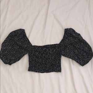 Puff Sleeve Ruched Crop Top